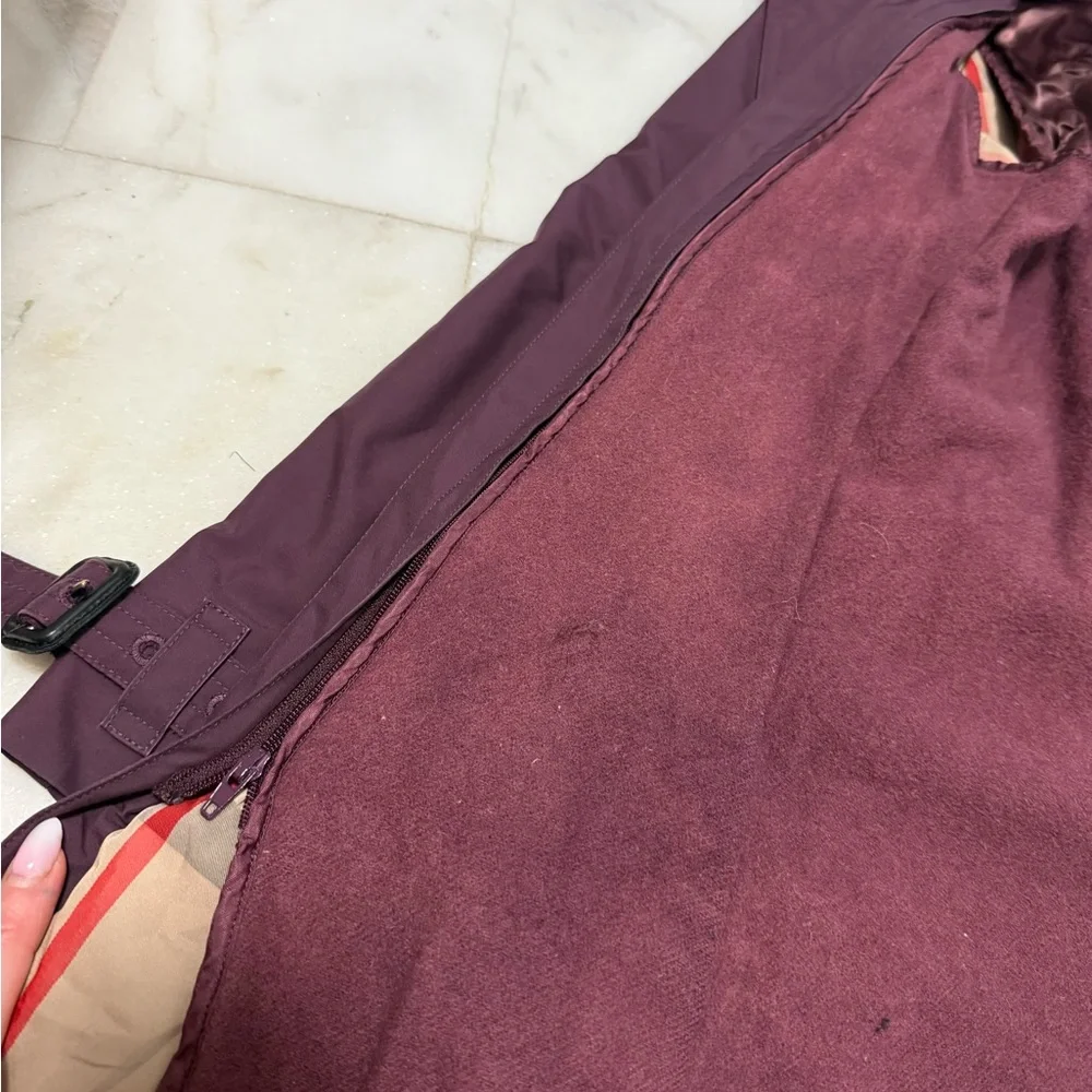 Deep Maroon Women's Burberry Trench Coat - Picture 13 of 15